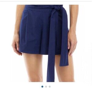 Vineyard Vines Women's Tie Waist Poplin Shorts Dark Blue Size 4